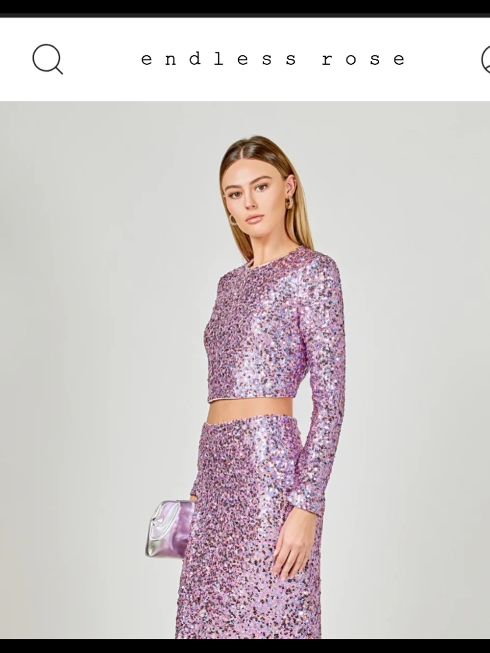 Endless Rose Iridescent Lavender Sequin Crop Top